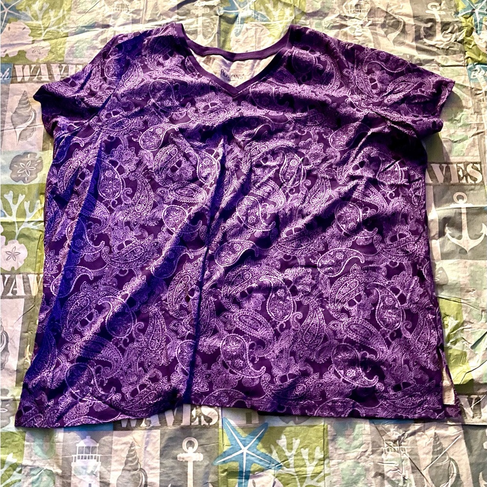 Roaman’s Women’s Purple Short Sleeve Shirt Size 5X 38/40 New